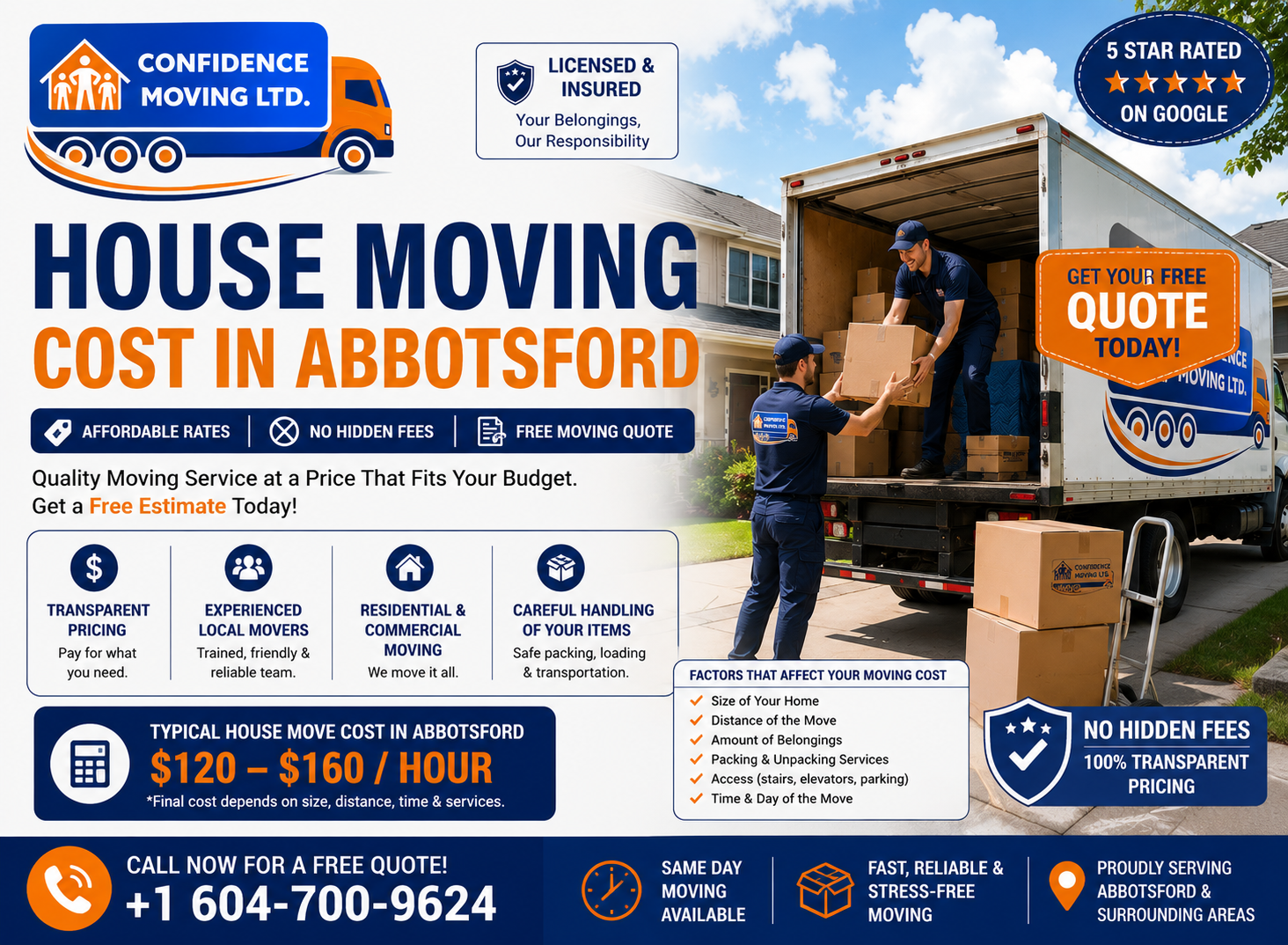 House Moving Cost in Abbotsford by Confidence Moving LTD
