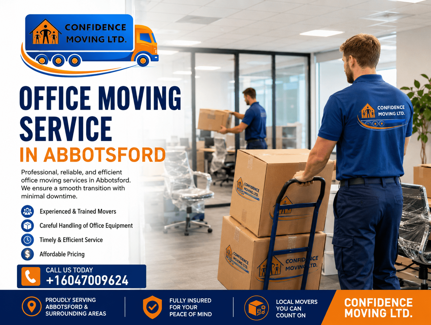office moving service in Abbotsford relocating desks and office equipment
